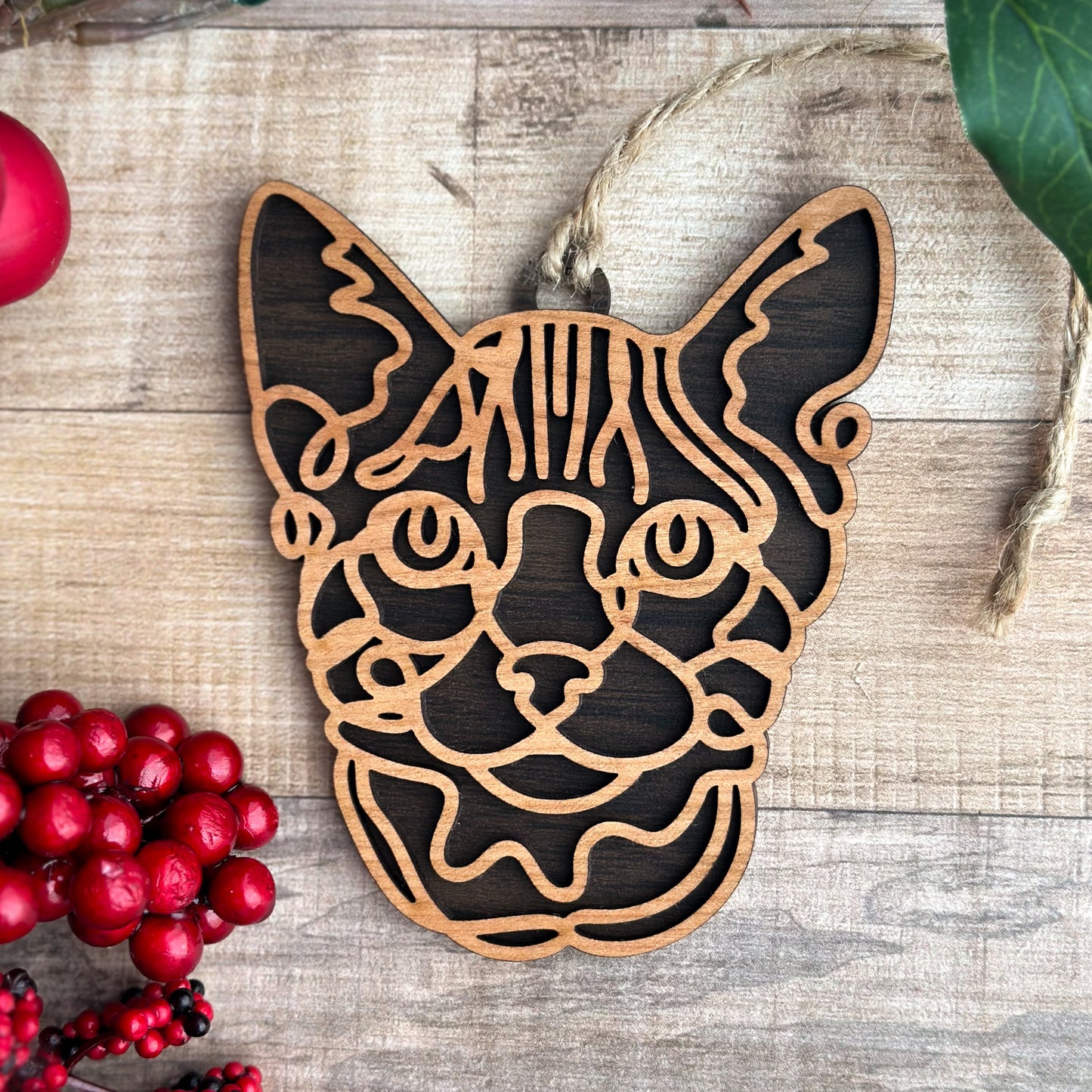 Personalized Cat Breed Ornament - Custom Wood Pet Keepsake