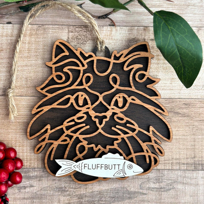 Personalized Cat Breed Ornament - Custom Wood Pet Keepsake