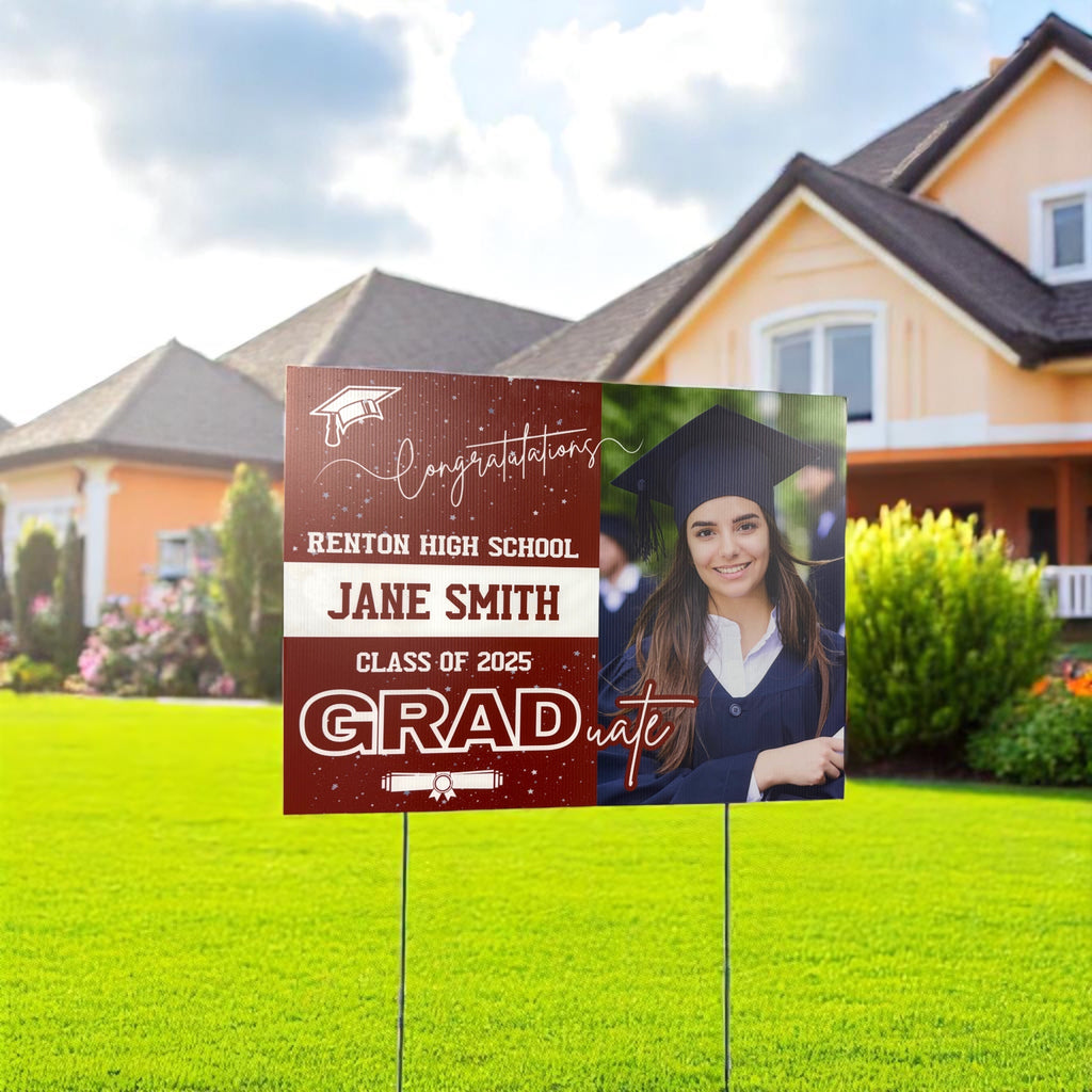 Custom Graduation Yard Sign – Personalized Photo Grad Banner