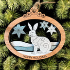 Handcrafted Arctic Hare ornament for Christmas tree holiday decoration