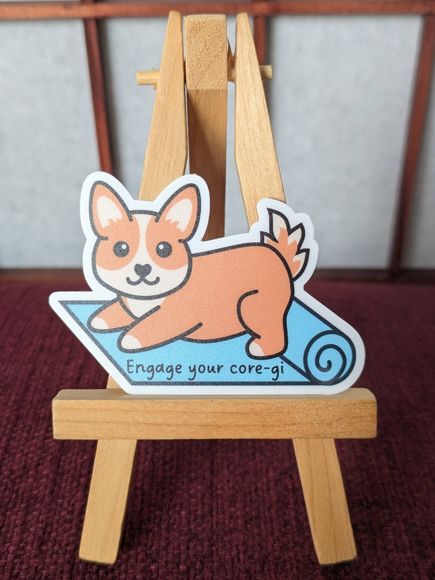 Engage your core corgi yoga pun waterproof sticker