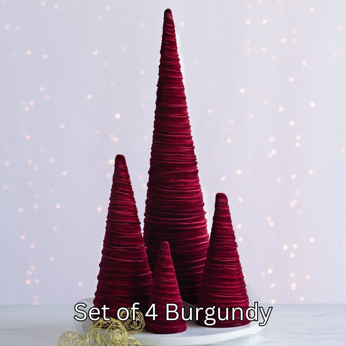 Velvet Cone Trees – Modern Holiday Mantel & Table Décor