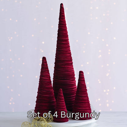 Velvet Cone Trees – Modern Holiday Mantel & Table Décor