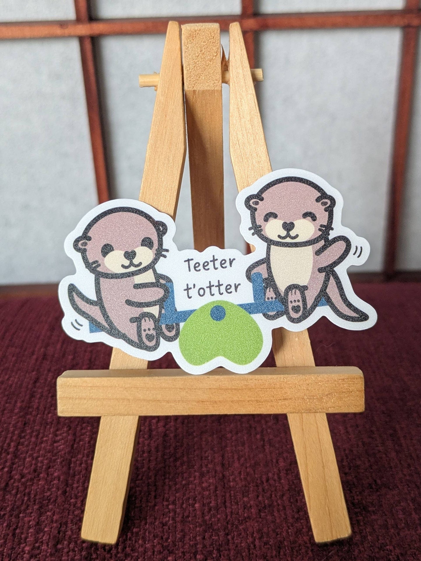 Teeter totter cute otter pun vinyl waterproof sticker