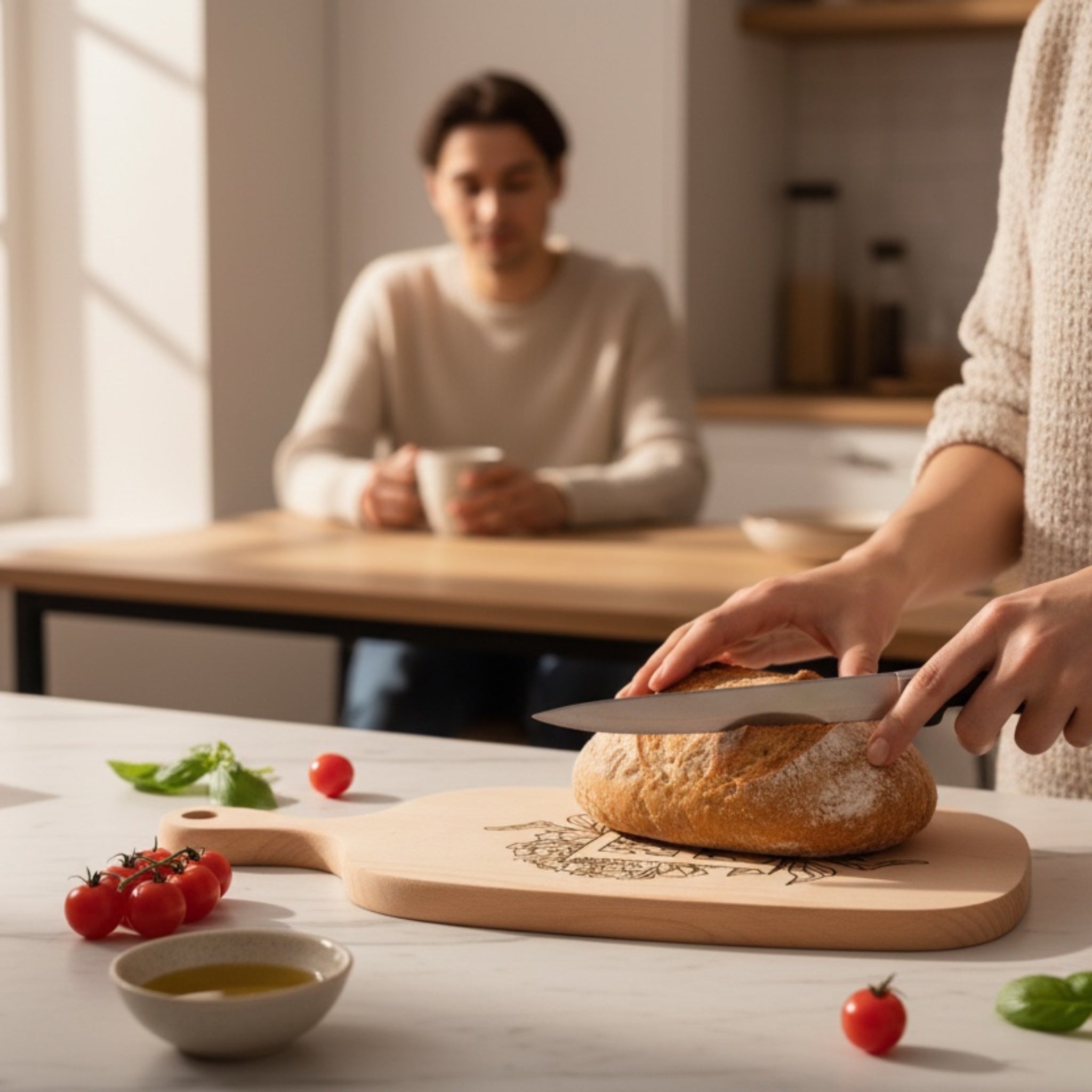 Peony Initial Engraved Cutting Board