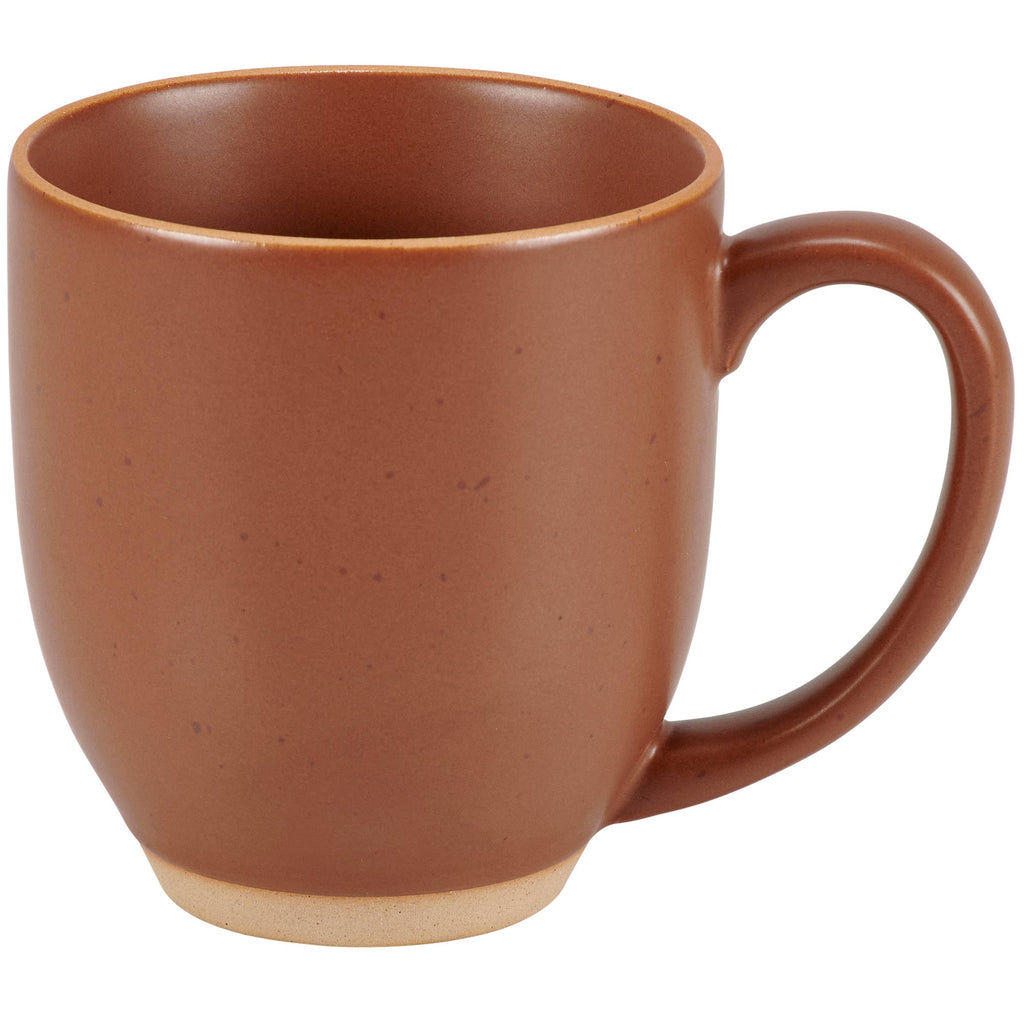 Cozy red ceramic mug for hot coffee or tea.