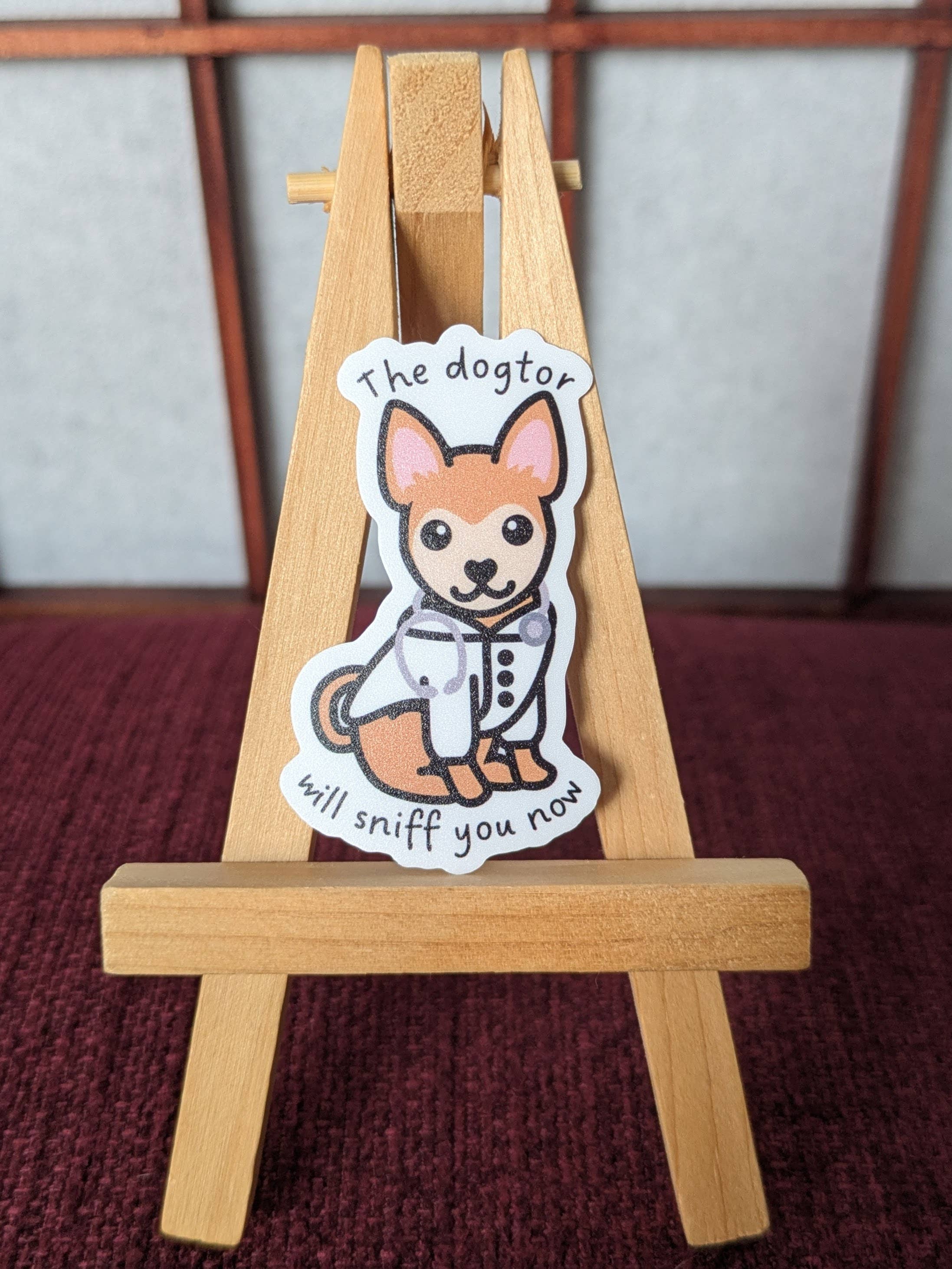 Doctor dog pun vinyl waterproof sticker