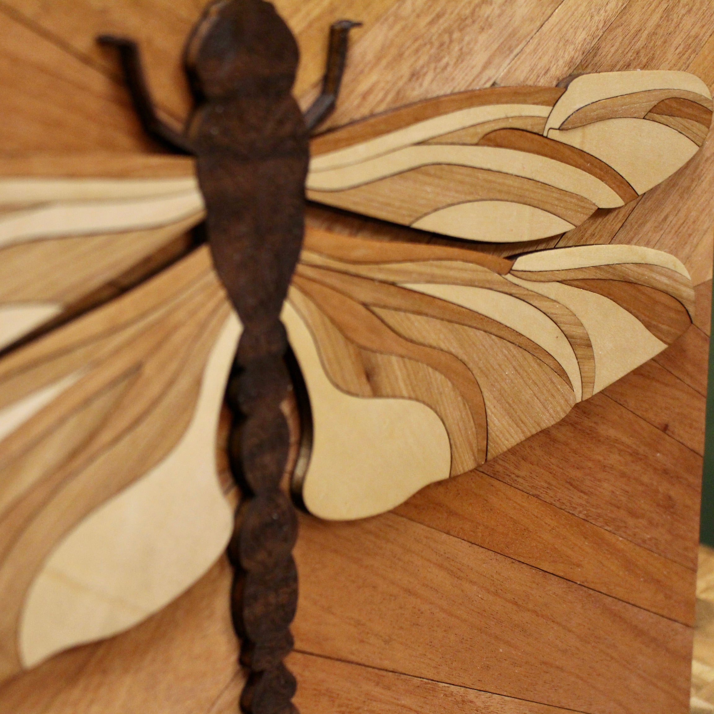 Layered Wooden Dragonfly Wall Art – Nature-Inspired Decor