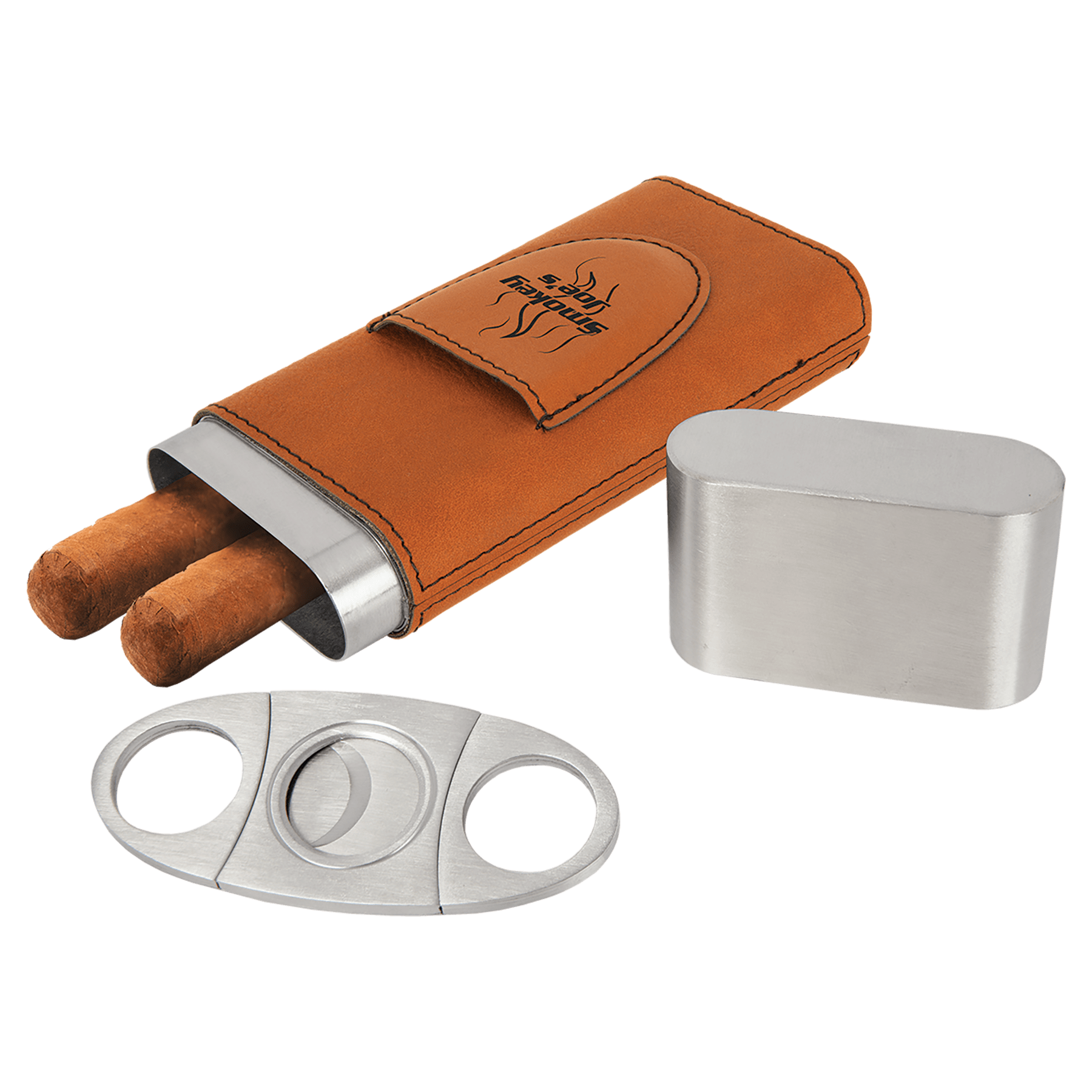 Custom Cigar Case with Cutter – Personalized Leather Gift Set