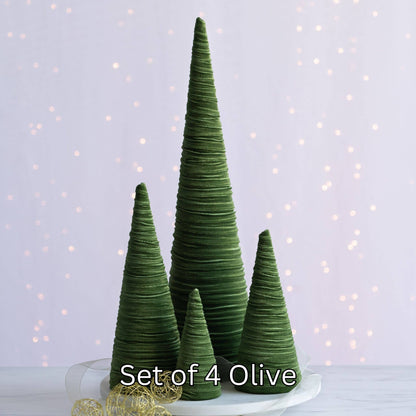Velvet Cone Trees – Modern Holiday Mantel & Table Décor