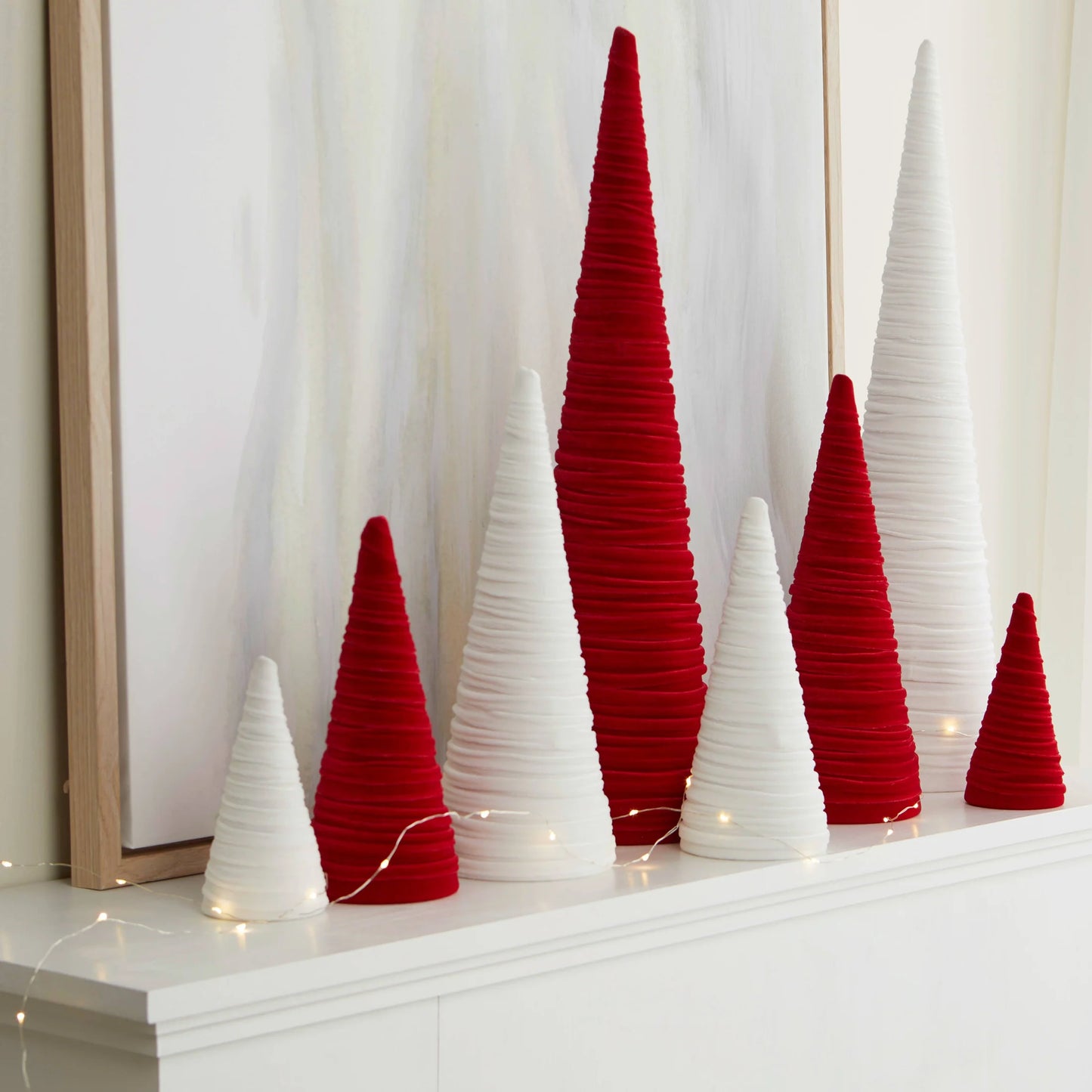 Velvet Cone Trees – Modern Holiday Mantel & Table Décor