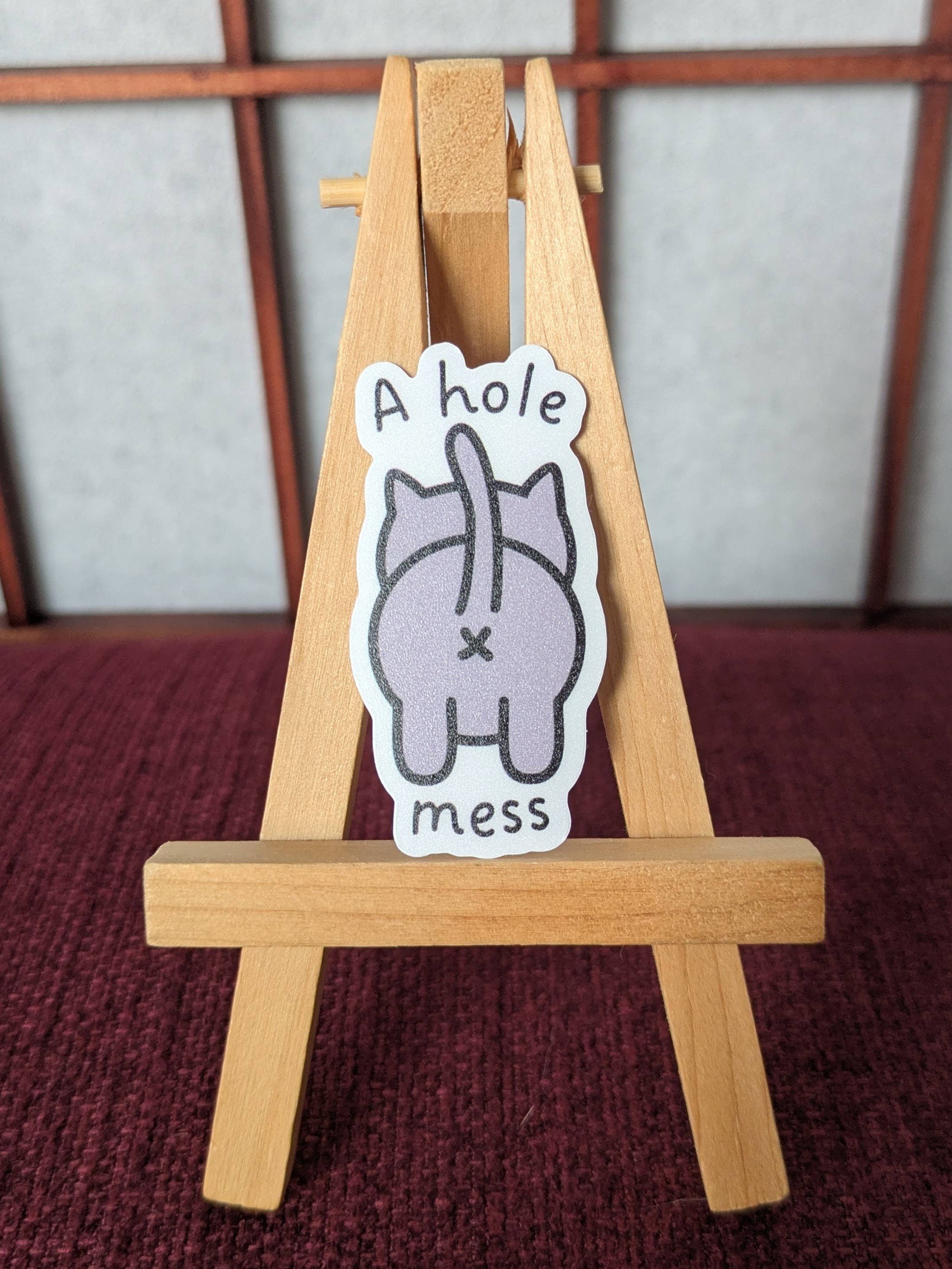 A hole mess funny cat butt vinyl waterproof sticker