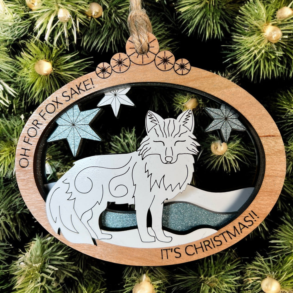 Hand-painted Arctic animal wooden ornament