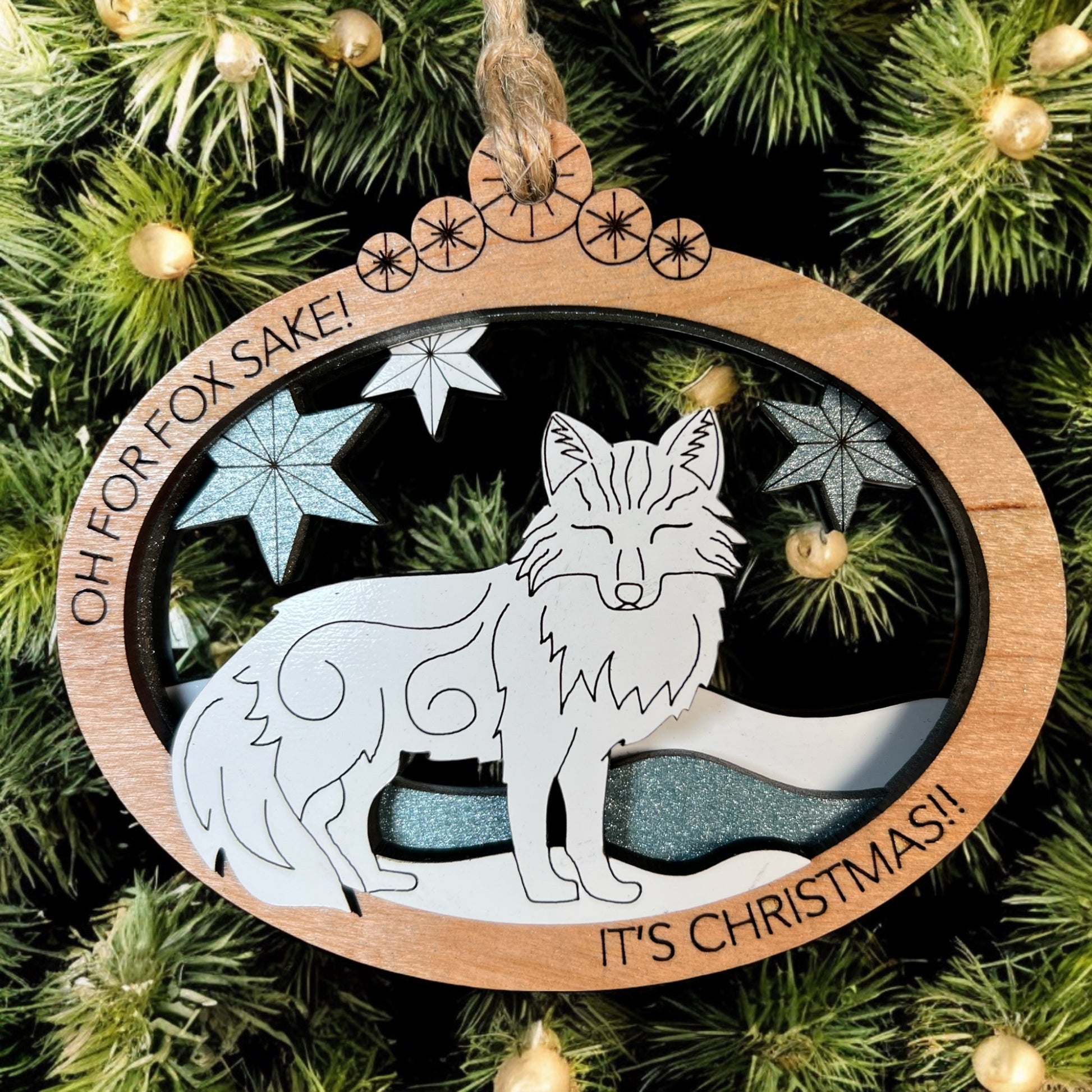 Hand-painted Arctic animal wooden ornament