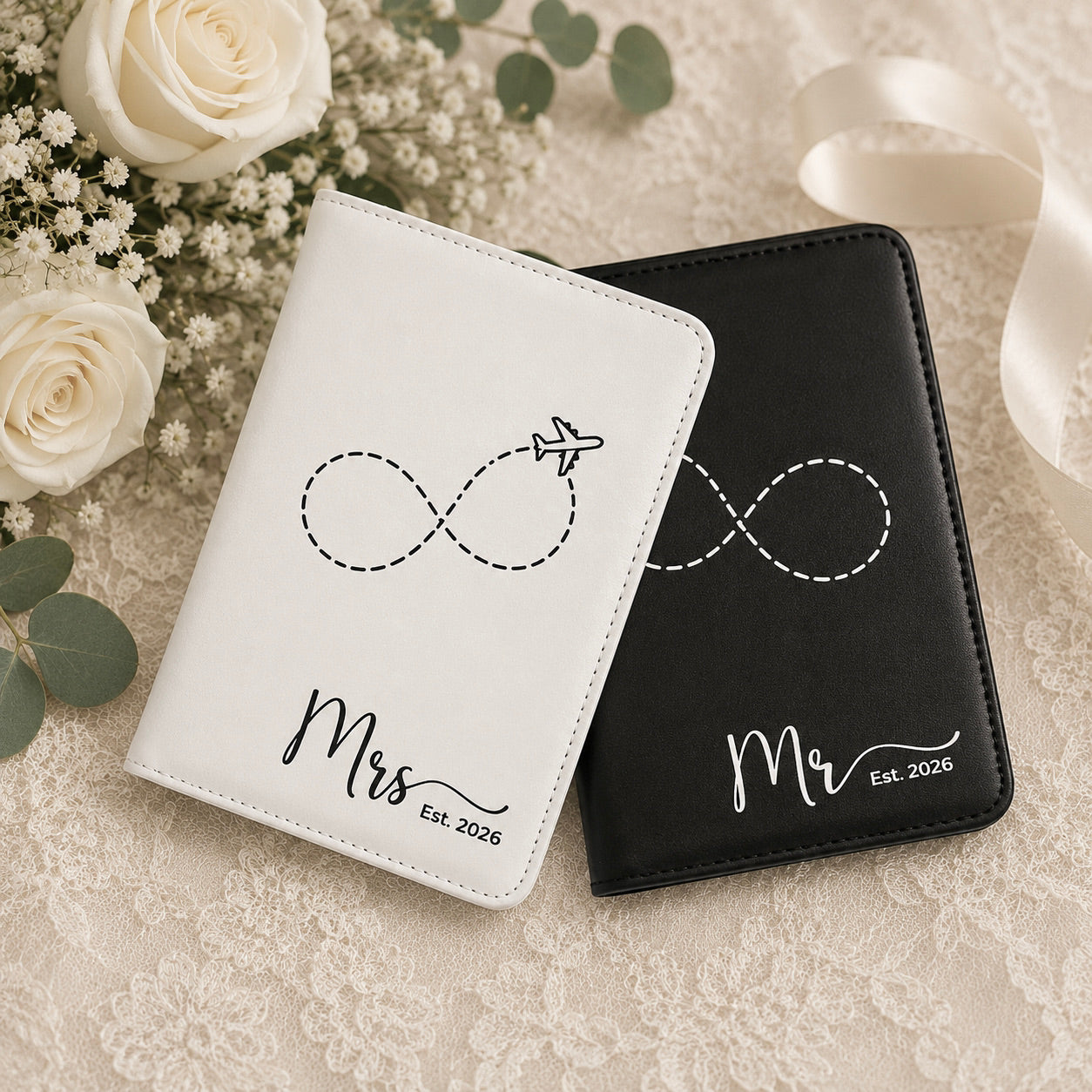 Personalized passport holders for groomsmen travel gifts.