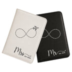 Matching passport holders designed for honeymoon travel.