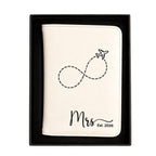 Custom engraved travel sets for honeymoon including luggage tags and passport holders.