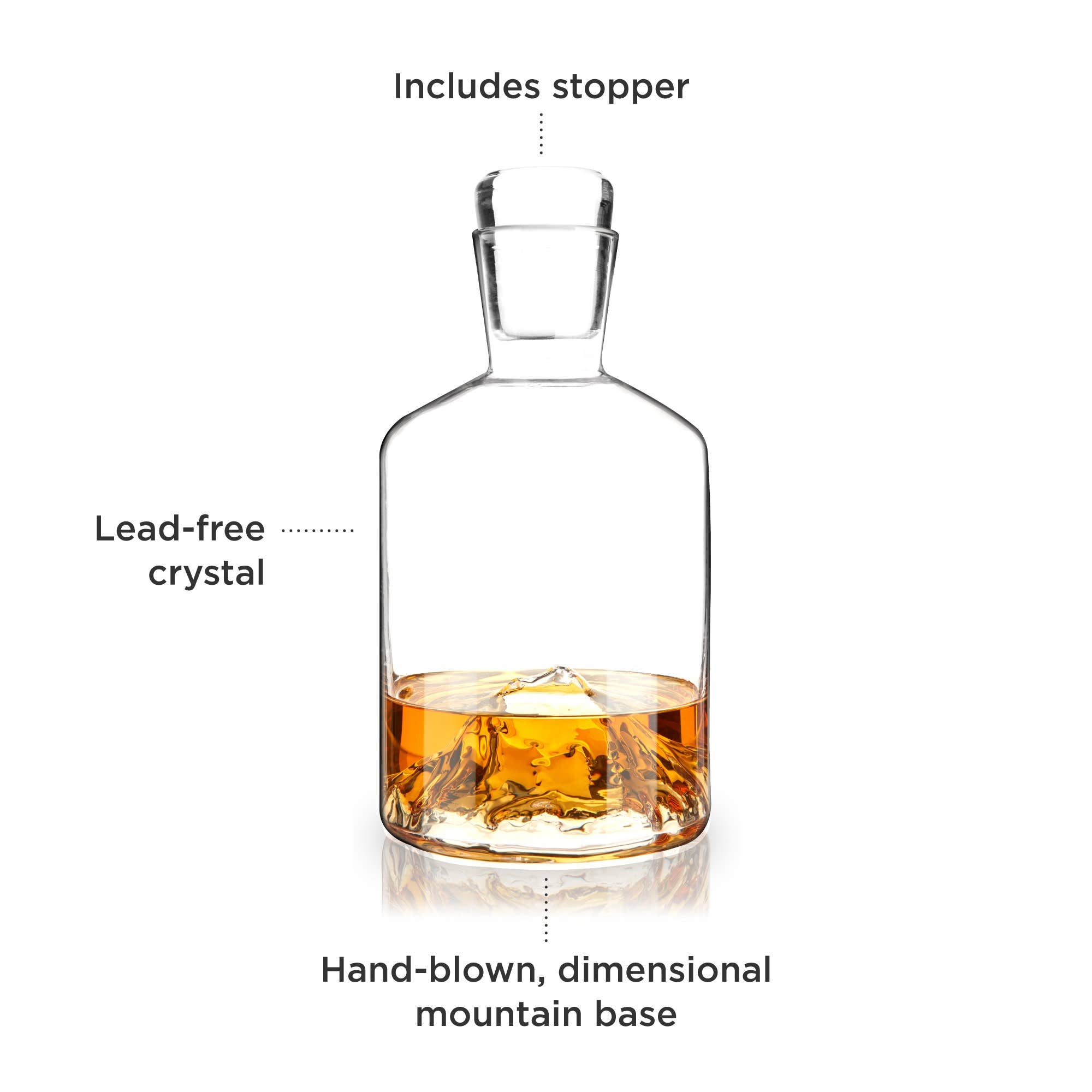 Premium engraved crystal decanter for whiskey or bourbon