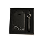 Black Mr and Mrs travel accessories set for wedding or honeymoon gifting.