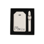 White Mr and Mrs travel accessories set for wedding or honeymoon gifting.
