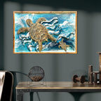 Laser Cut Sea Turtle Wall Art with Resin Ocean Background