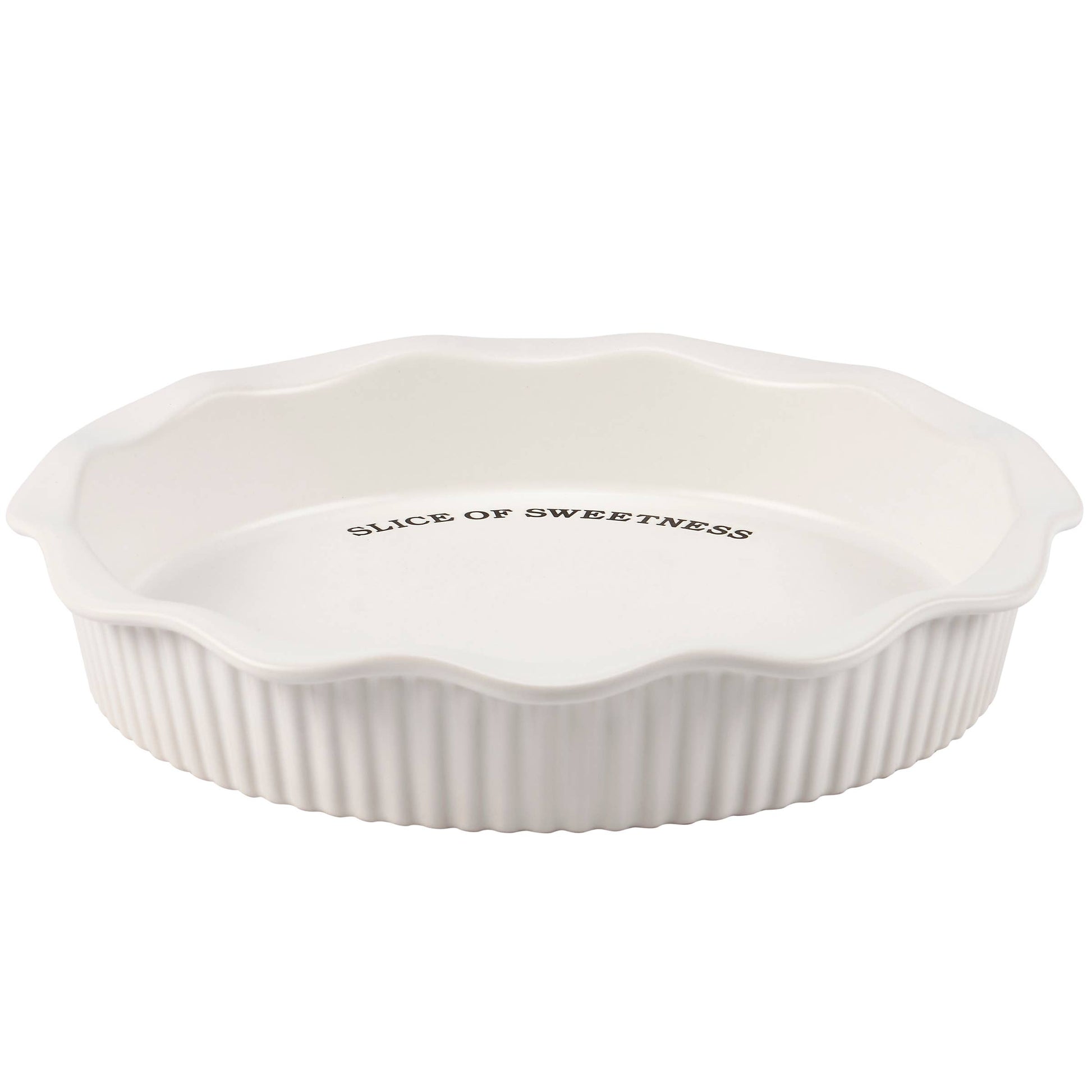 Oven safe and microwave safe stoneware pie plate for baking.