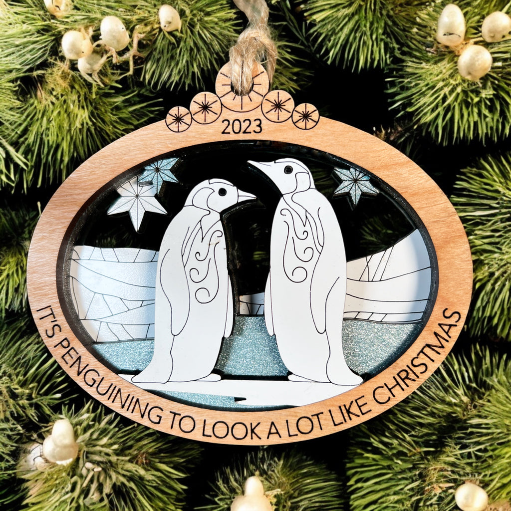 Hand-painted penguin ornament from Arctic Animals Christmas collection