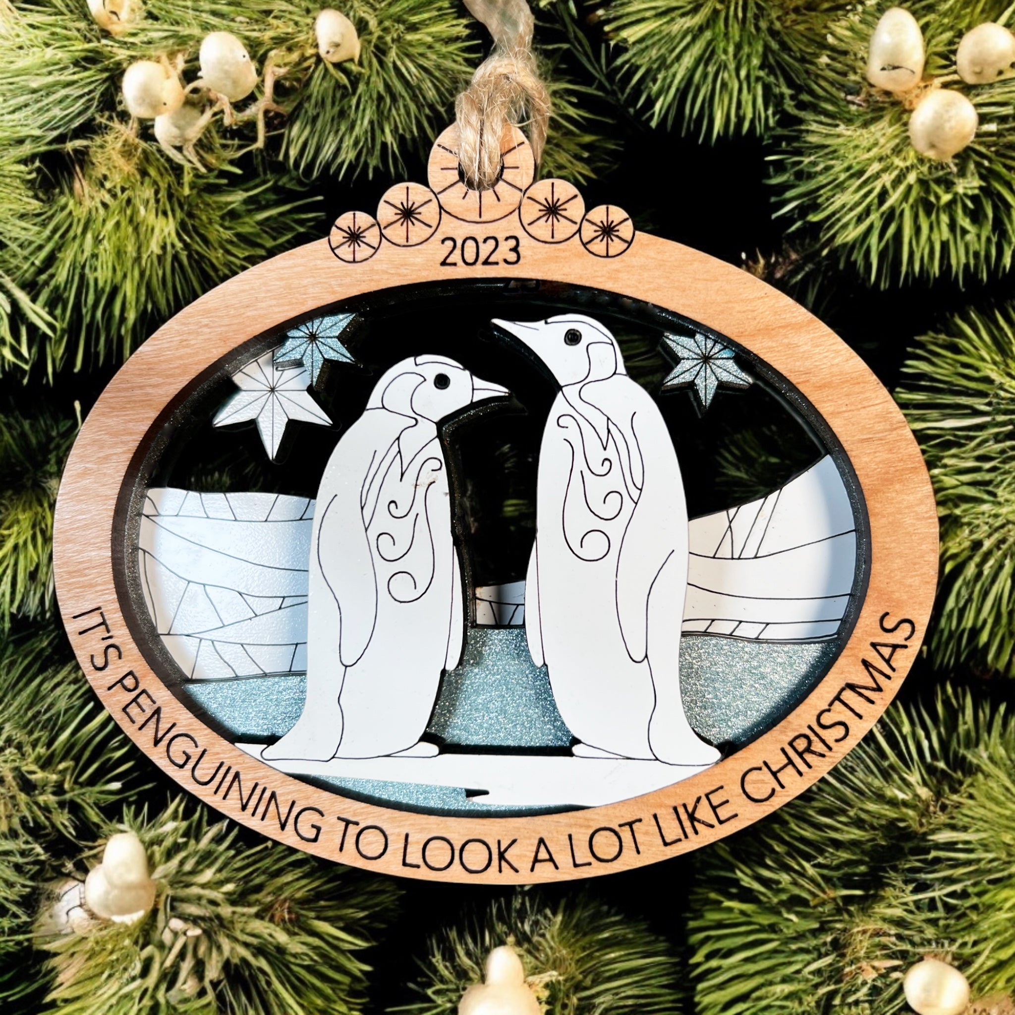 Hand-painted penguin ornament from Arctic Animals Christmas collection