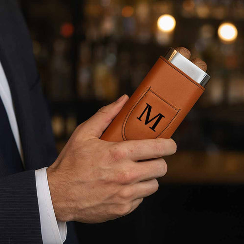 Custom Cigar Case with Cutter – Personalized Leather Gift Set
