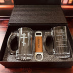 Custom Engraved Beer Mug Gift Set with Bottle Opener