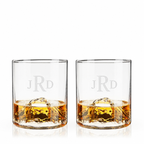 Custom engraved mountain whiskey glasses with crystal tumblers set of two