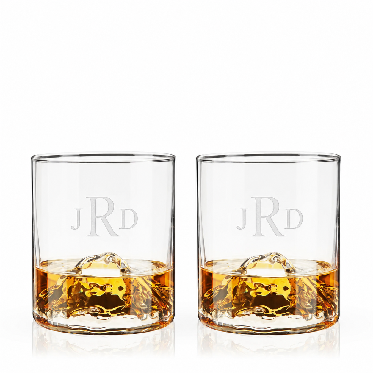 Custom engraved mountain whiskey glasses with crystal tumblers set of two