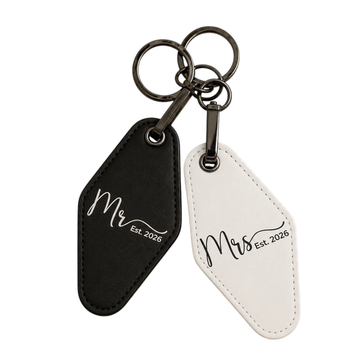 Custom leatherette travel accessories personalized for weddings and events.