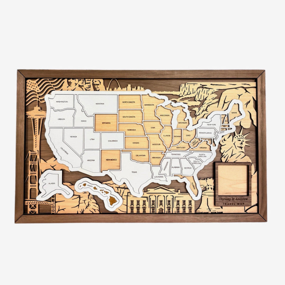 Personalized USA Travel Map – Custom Wood State Tracker