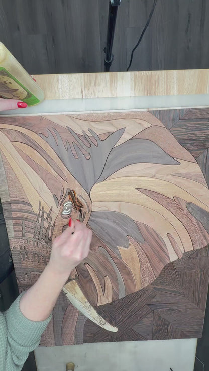 Majestic Elephant Wood Hand-crated Wall Art