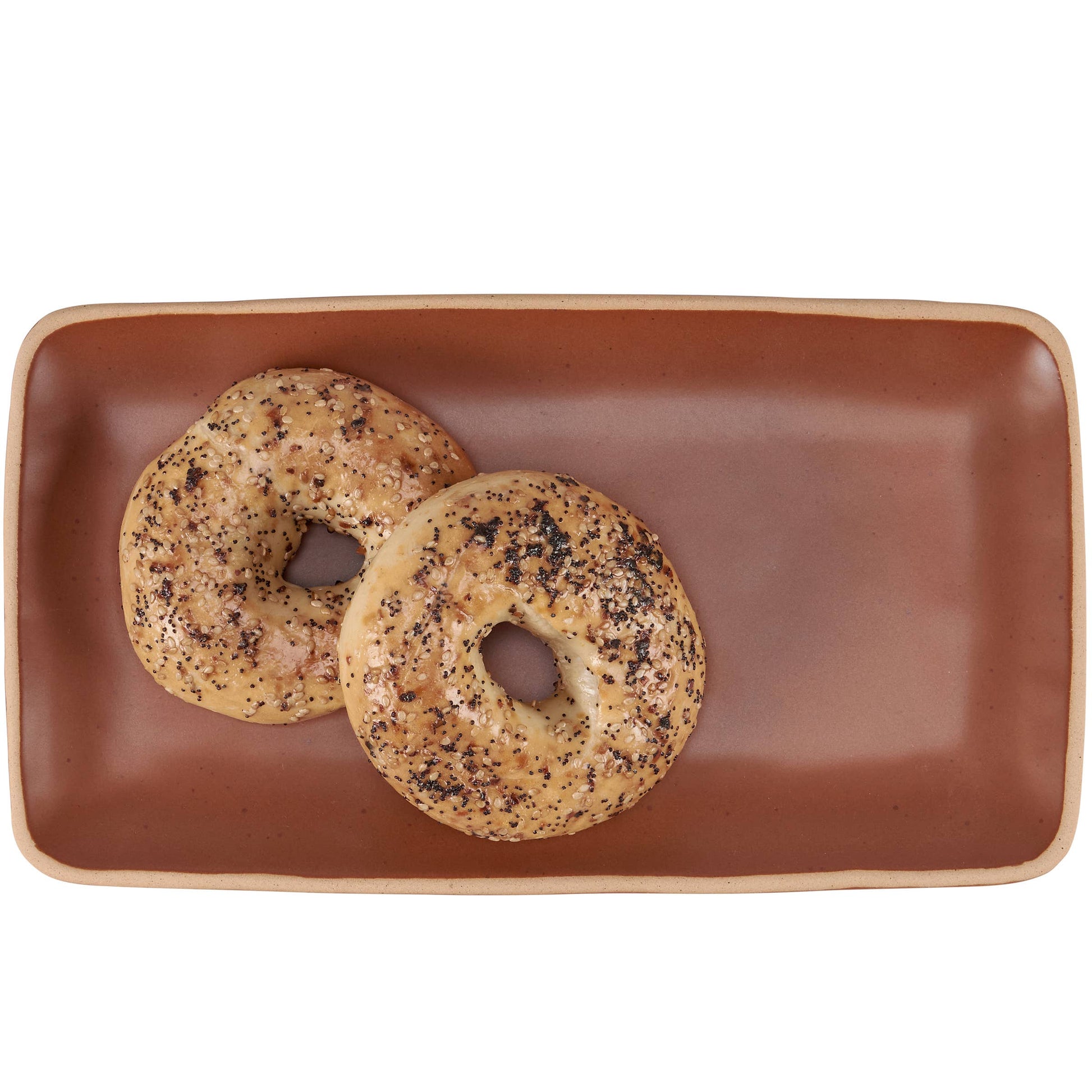 Deep red rectangular stoneware tray