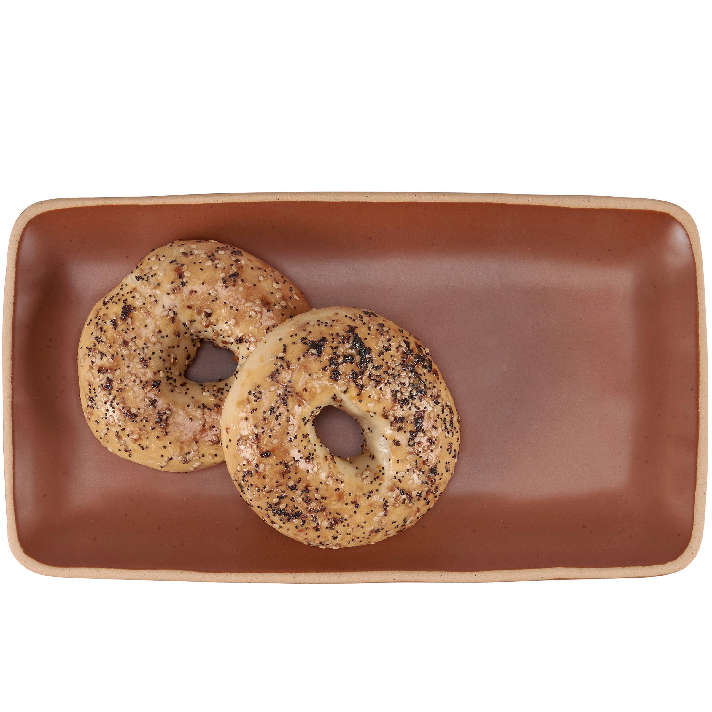 Deep red rectangular stoneware tray