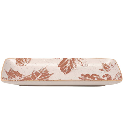 Rustic rectangular stoneware platter for fall entertaining.