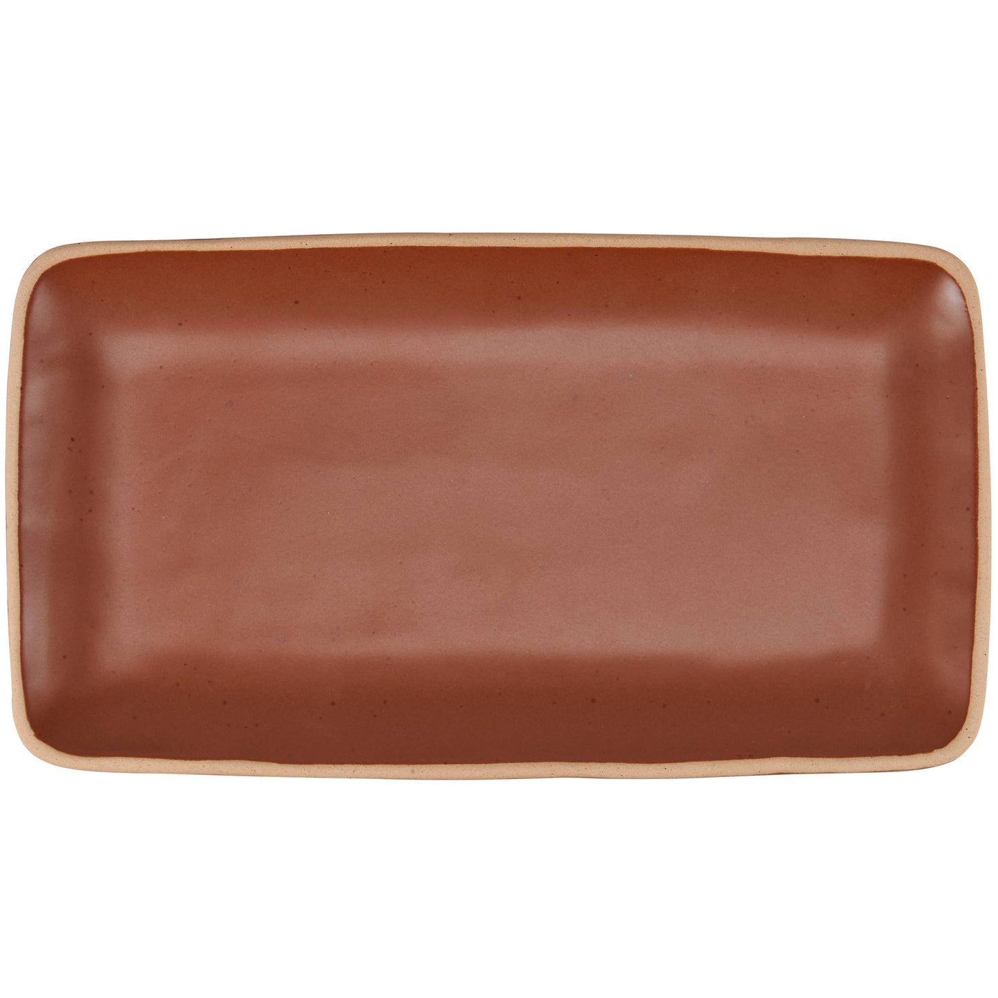 Rustic ceramic serving tray with bare rim and handcrafted texture.