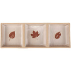 Seasonal ceramic serving tray with three compartments for snacks