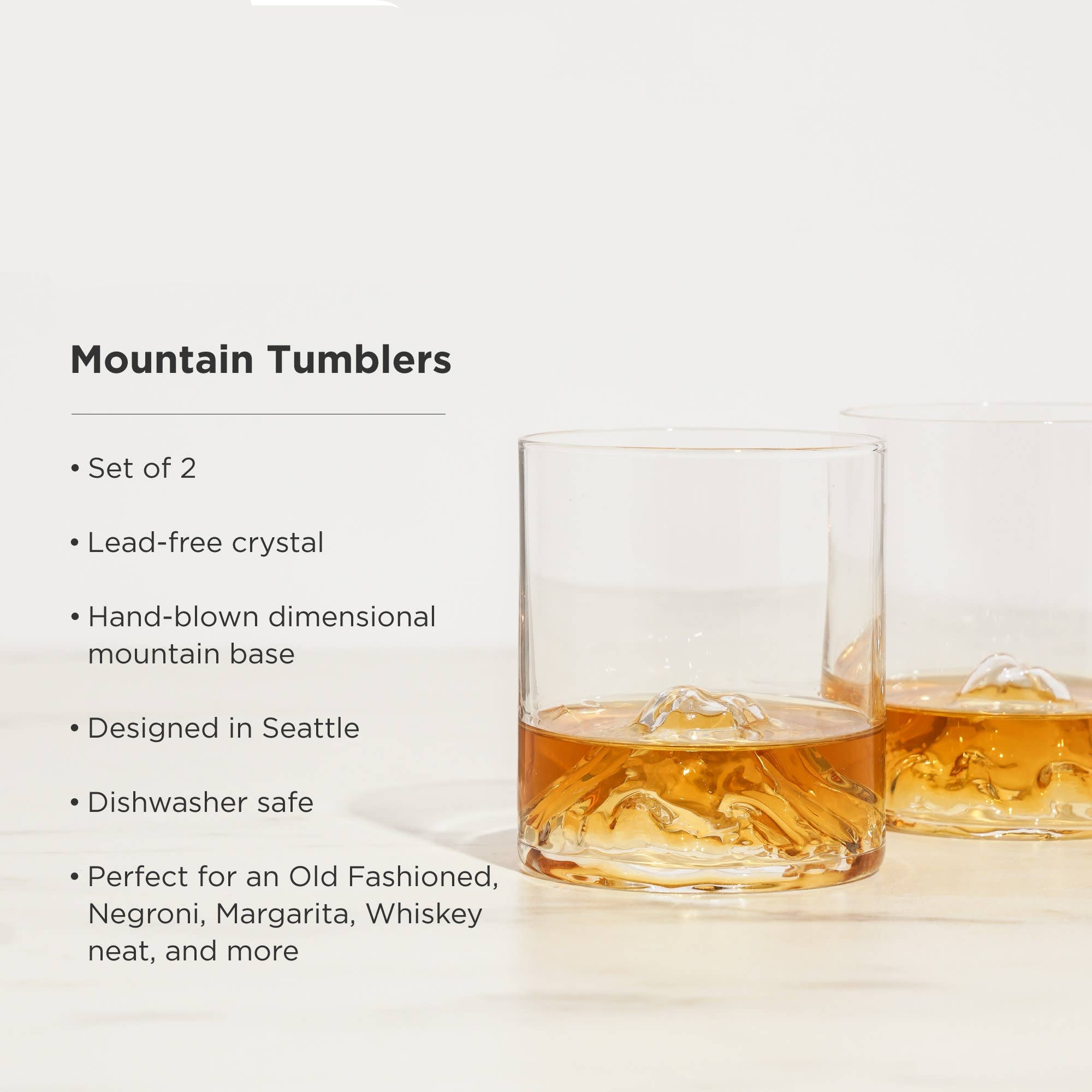 Hand-blown mountain whiskey glasses designed in Seattle