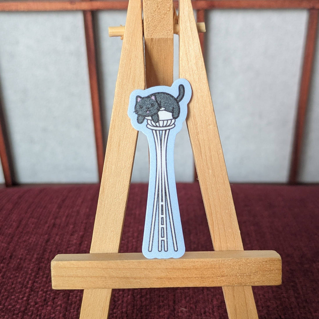 Cats on the Space Needle Seattle Vinyl Waterproof Sticker