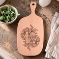 Peony Initial Engraved Cutting Board