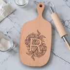 Peony Initial Engraved Cutting Board