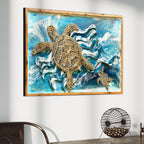 Laser Cut Sea Turtle Wall Art with Resin Ocean Background