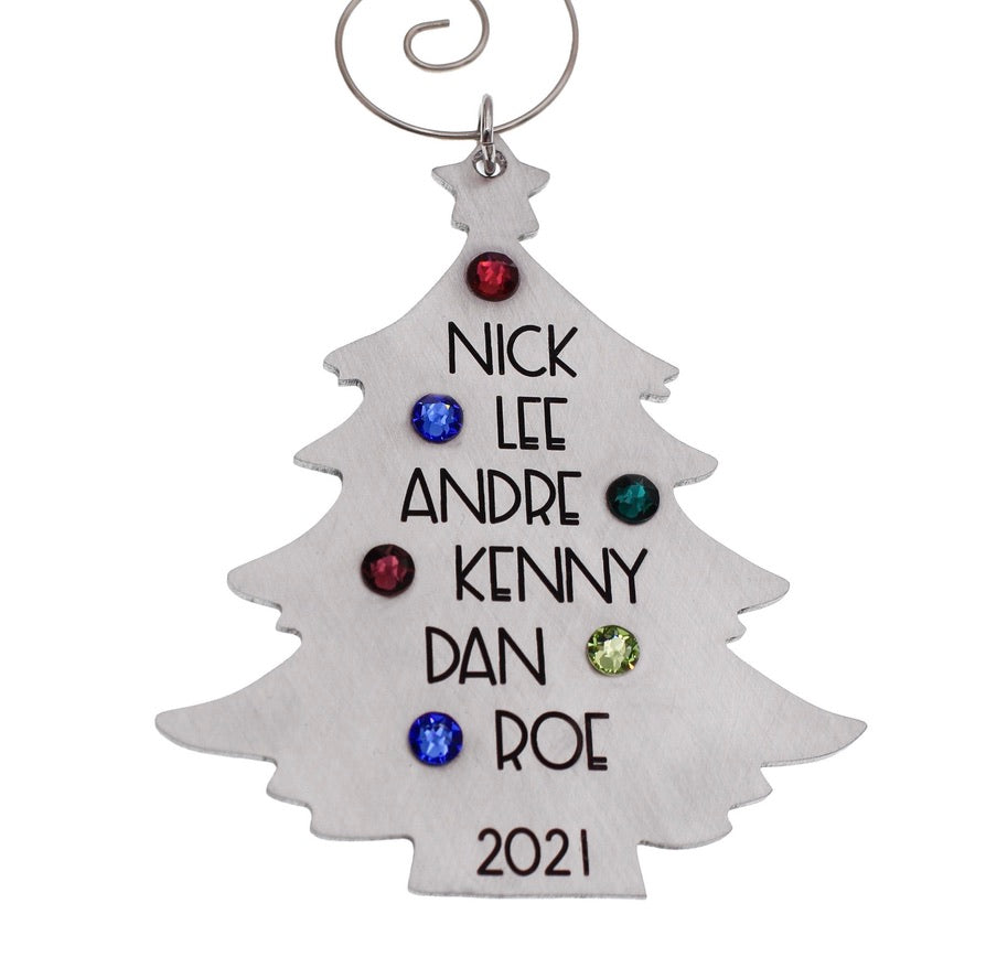 Family Birthstone Christmas Tree Ornament Star Top - Medium - Love It Personalized