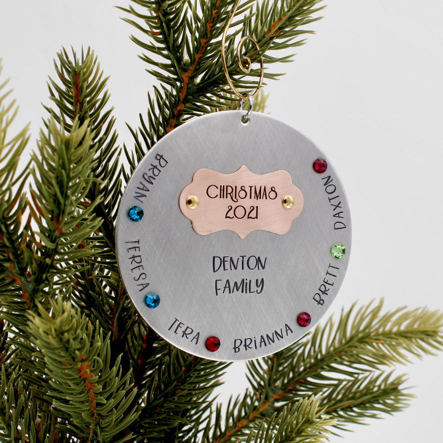 Family Ornament with Birthstones - Love It Personalized