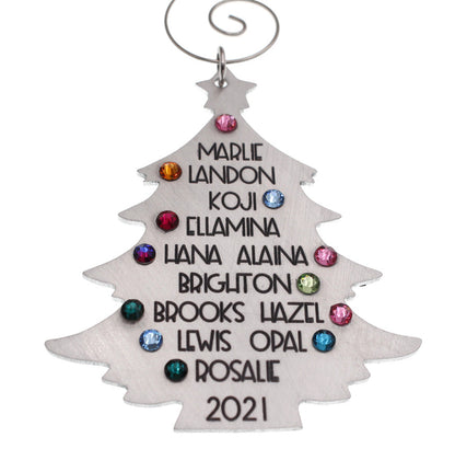 Family Birthstone Christmas Tree Ornament Star Top - Medium - Love It Personalized