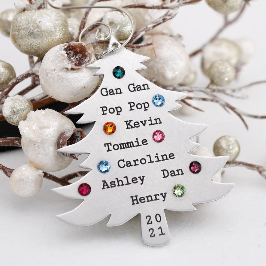 Family Birthstone Christmas Tree Ornament - Love It Personalized