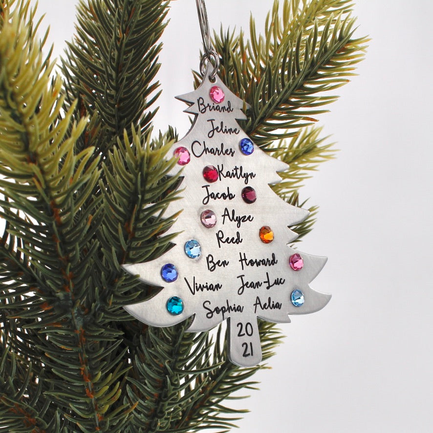 Family Birthstone Christmas Tree Ornament - Love It Personalized